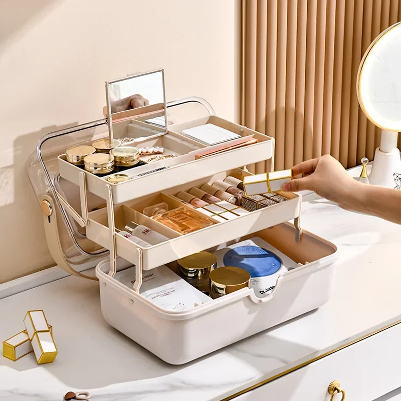 High Luxury Skincare - ライト高級化粧品収納ボックスデスクトップハイエンド大容量防塵折りたたみボックスフェイシャルマスクスキンケア製品棚