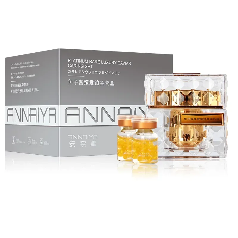 Luxury Skincare & Spa Photos - プラチナレア高級キャビアケアセット アンチエイジング修復フェイシャルクリーム しわ防止 保湿 引き締め 栄養スキンケア