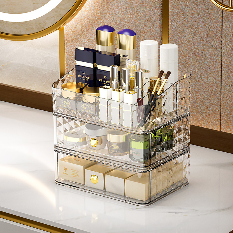 ダイヤモンドパターン化粧品収納ボックス 高級感 大容量 デス - High Luxury Skincare のレビューと価格