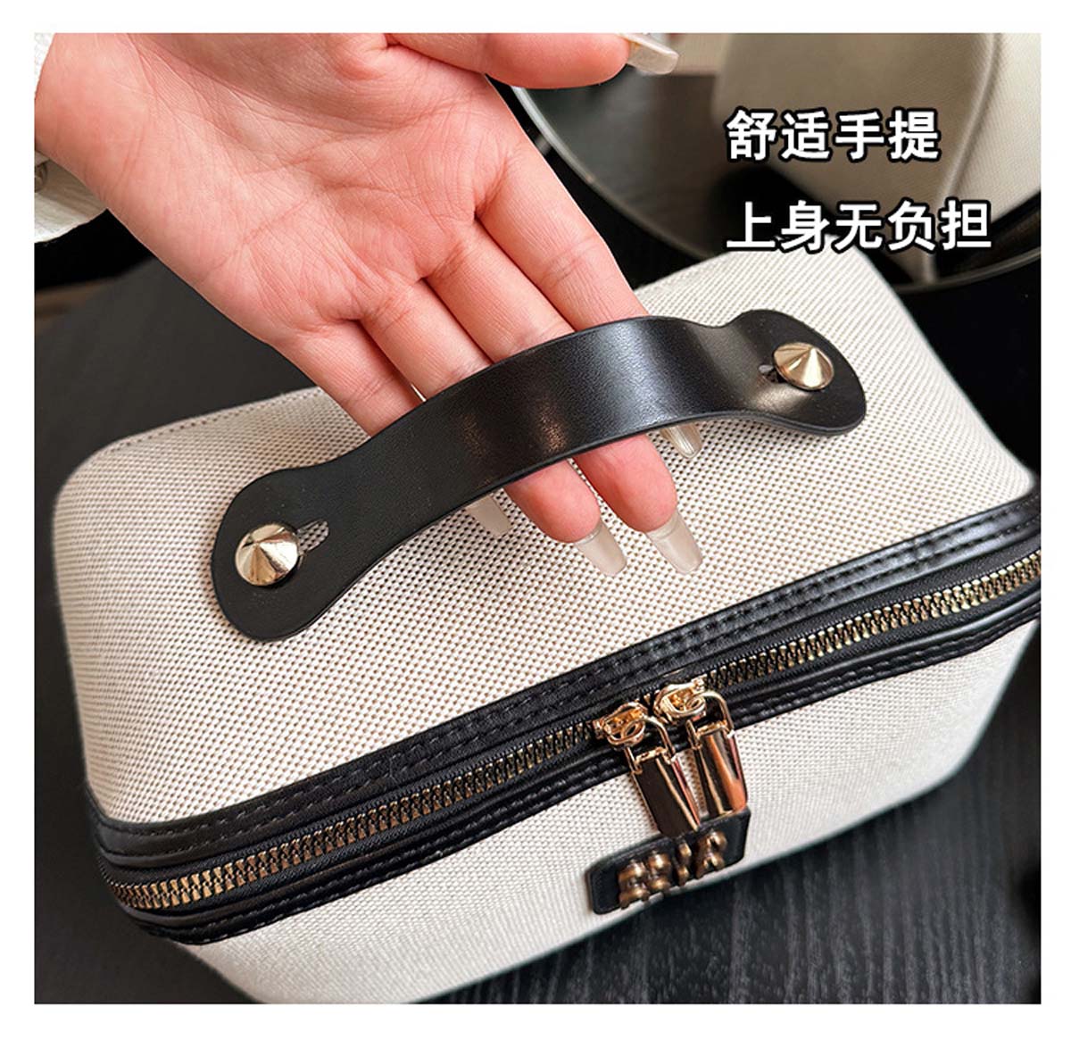 レトロで軽やかな高級感のあるシンプルなキャンバス製ハンドバッ - Luxury Skincare & Spa Photos のレビューと価格