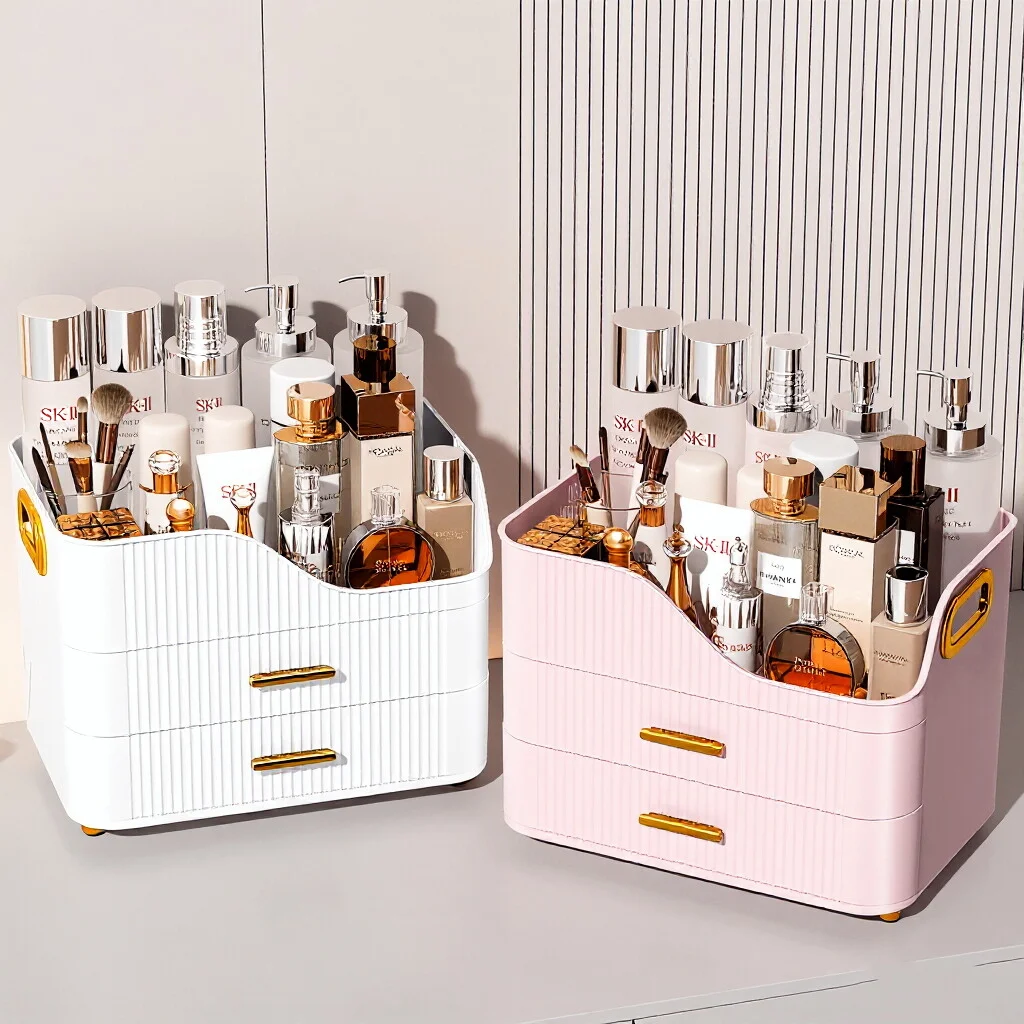 高級大容量化粧品収納ボックス（引き出し付き）、防塵メイクアッ - Luxury Skincare Makeup のレビューと価格